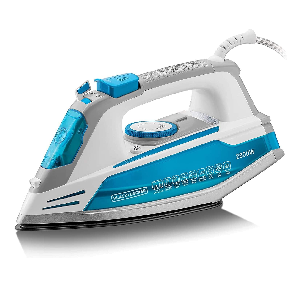 مكوى/مكواة بخار بـ قوة2800 واط مع خاصية الإغلاق التلقائي و مانع التنقيط ماركة Black & Decker مكوى/مكواة بخار بـ قوة2800 واط مع خاصية الإغلاق التلقائي و مانع التنقيط ماركة Black & Decker