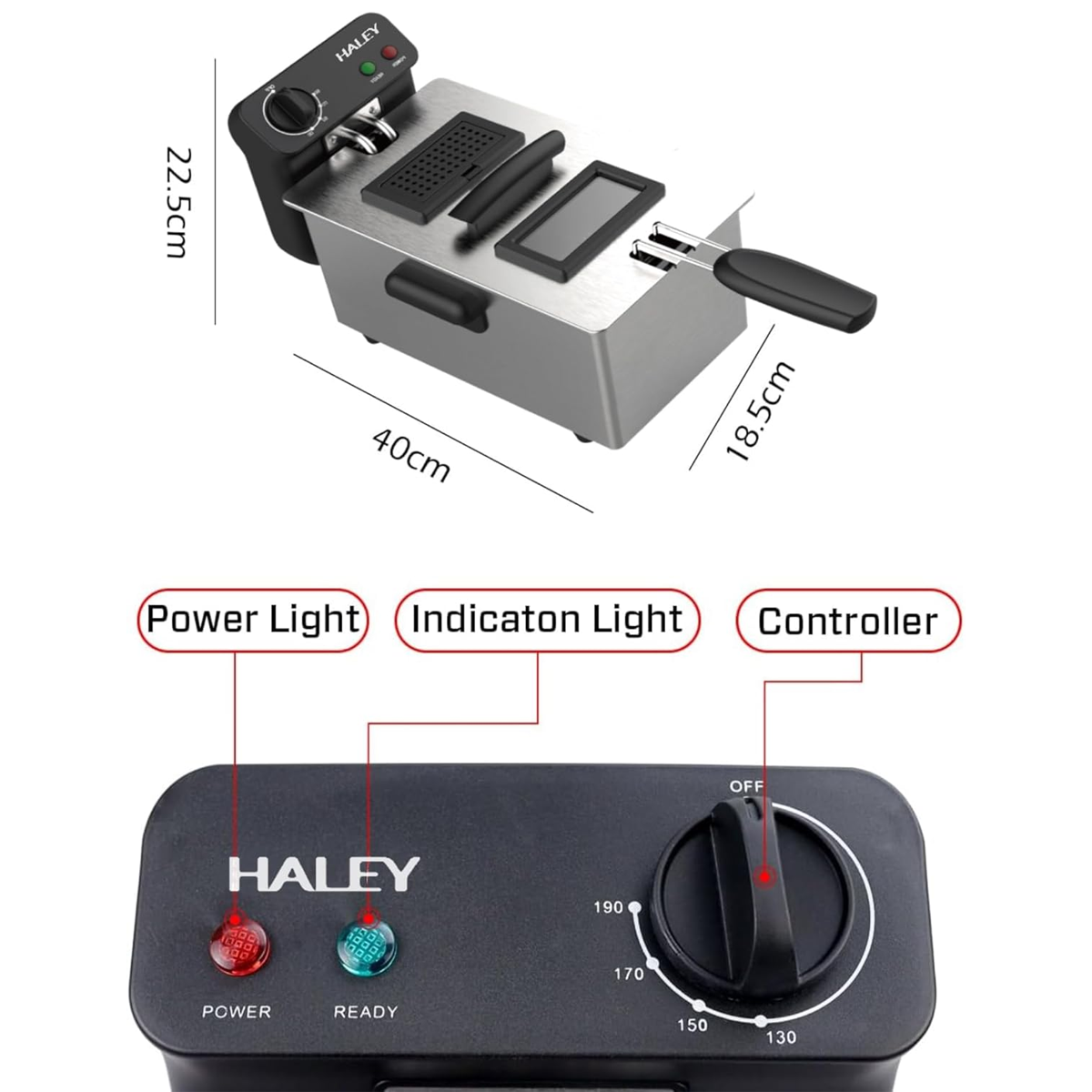 مقلاة عميقة لرقائق البطاطس والدجاج غير لاصقة سعة 3 لتر ماركة HALEY مقلاة عميقة لرقائق البطاطس والدجاج غير لاصقة سعة 3 لتر ماركة HALEY