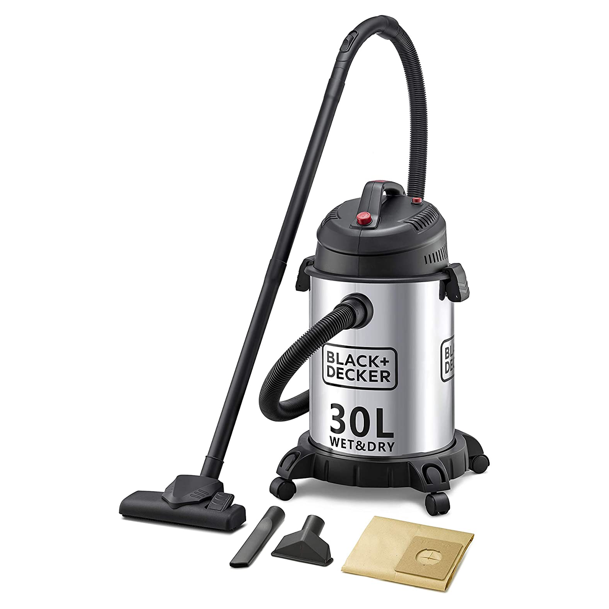 مكنسة كهربائية برميل 30 لتر من الستانلس ستيل قوة 1610 واط من Black & Decker مكنسة كهربائية برميل 30 لتر من الستانلس ستيل قوة 1610 واط من Black & Decker