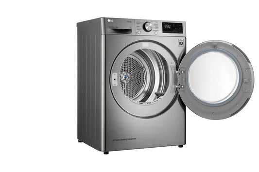 نشافة LG الذكية سعة 9 كجم بالمضخة الحرارية Dual Inverter وتصنيف A+++ لون فضي