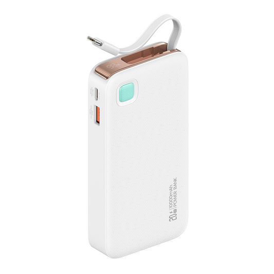 باور بنك USAMS CD224 10000mAh شحن سريع 20W شاشة رقمية مع كيبل Type-C مدمج