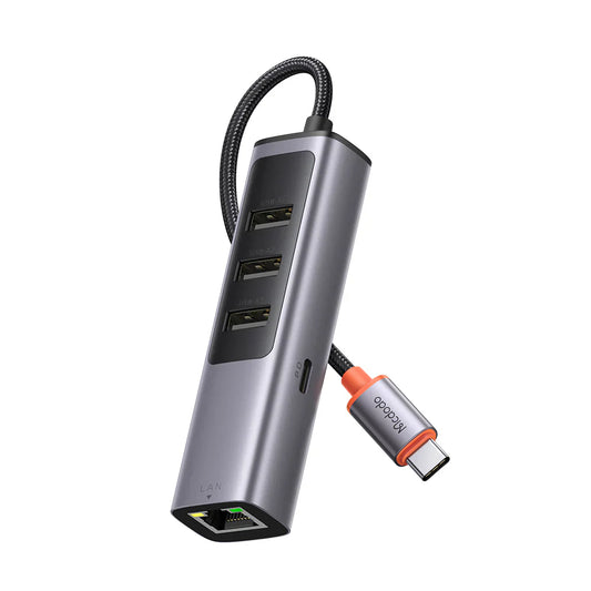 موزع Mcdodo USB-C 5 في 1 HU-1110 مع PD 100W و3 منافذ USB 3.0 وGigabit LAN – أسود