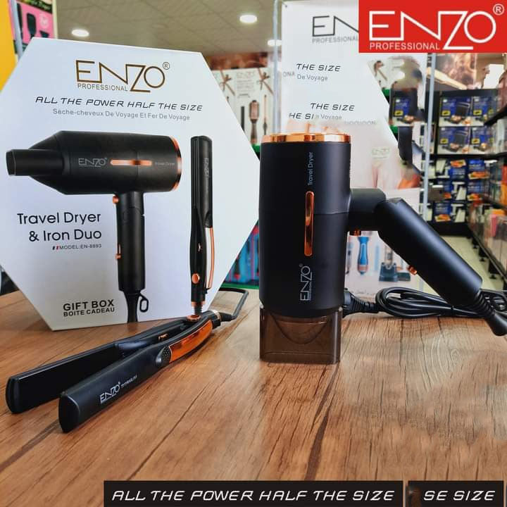 بكج سشوار وستريتنر (ميني) لتجفيف وفرد الشعر للاستخدام اليومي والسفر ماركة ENZO بكج سشوار وستريتنر (ميني) لتجفيف وفرد الشعر للاستخدام اليومي والسفر ماركة ENZO