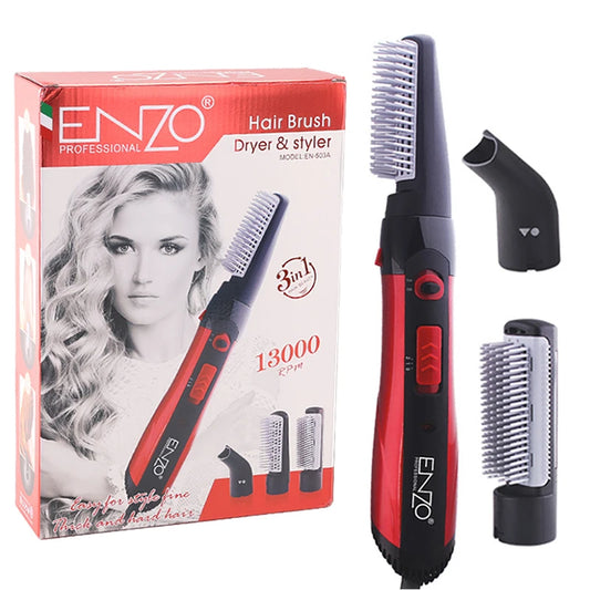 فرشاة تصفيف الشعر 3 في 1 للشعر الخشن والناعم بقوة 3000 واط مع 3 رؤوس قابلة للتبديل ماركة ENZO
