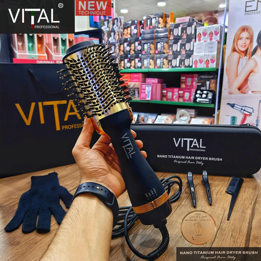 فرشاة تجفيف وتصفيف الشعر بقوة 2200 واط مع 3 درجات حرارة للاستخدام المنزلي والصالونات ماركة VITAL