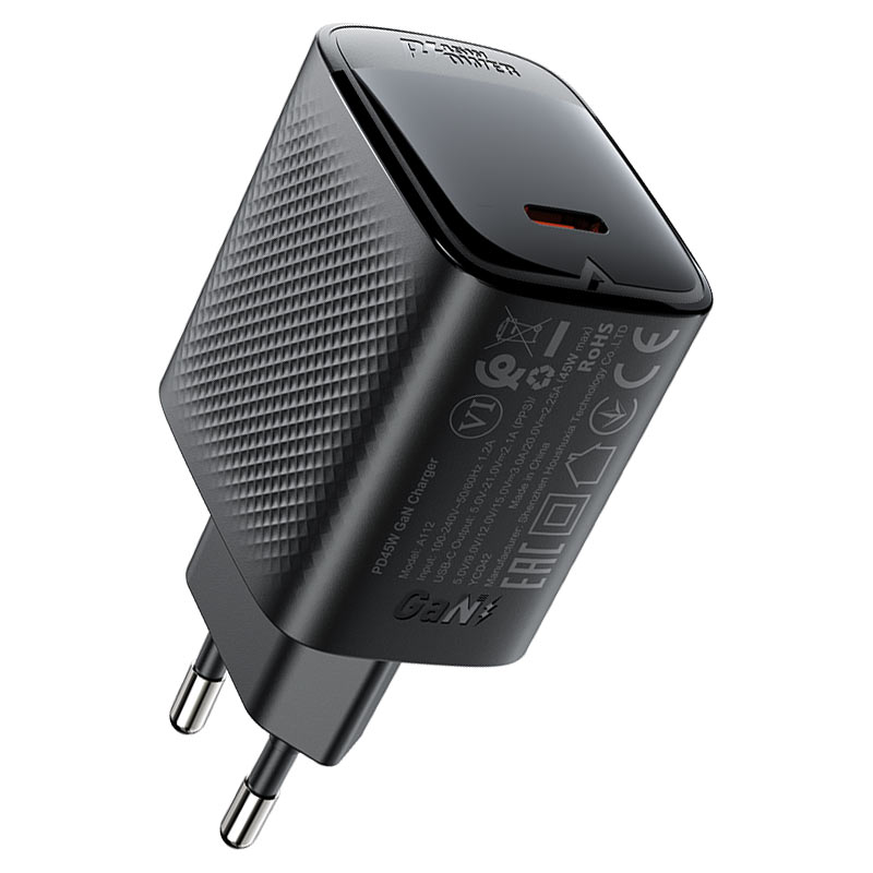 شاحن حائط من Acefast موديل A112 – 45 واط، 2.1 أمبير، GaN
