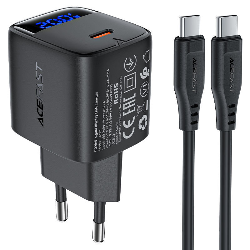 شاحن حائط من Acefast موديل A113 – 20 واط، 1.8 أمبير، GaN