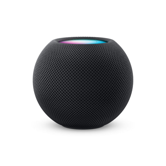 Apple HomePod mini لون Space Gray على خلفية بيضاء