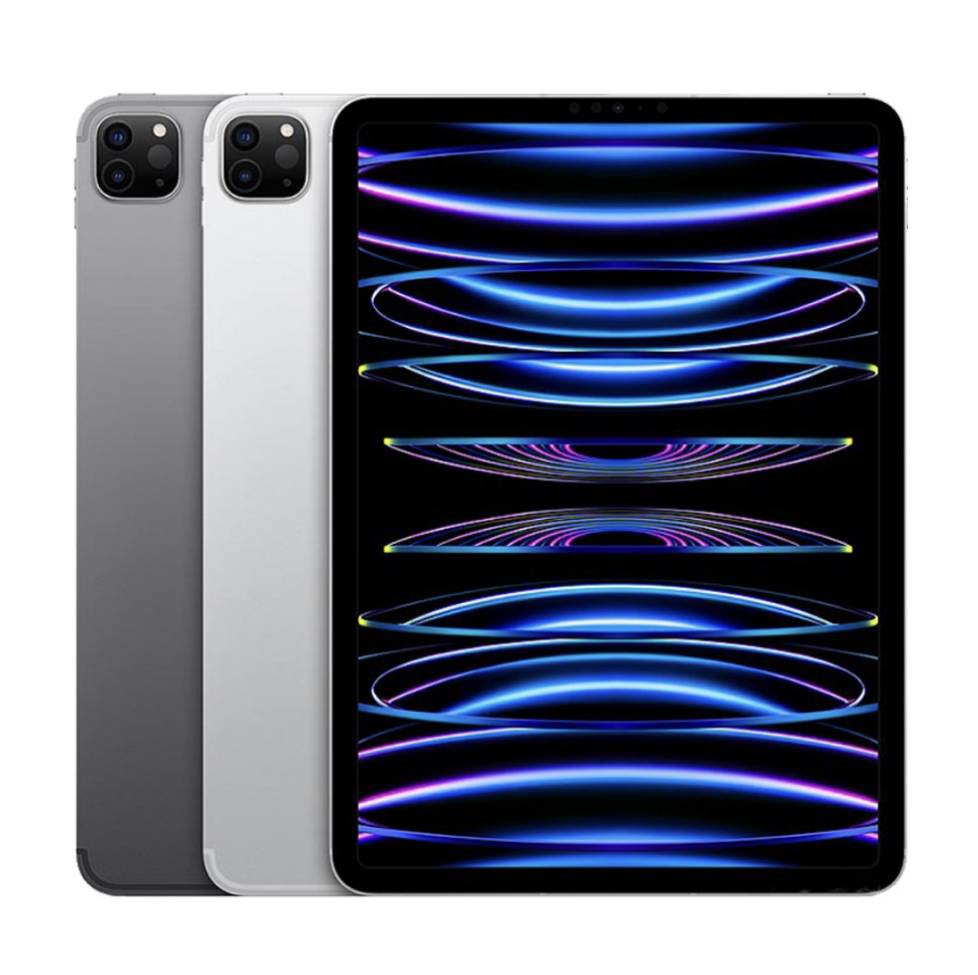 Apple iPad Pro 12.9 إنش M2 2022 بألوان Space Gray وSilver على خلفية بيضاء
