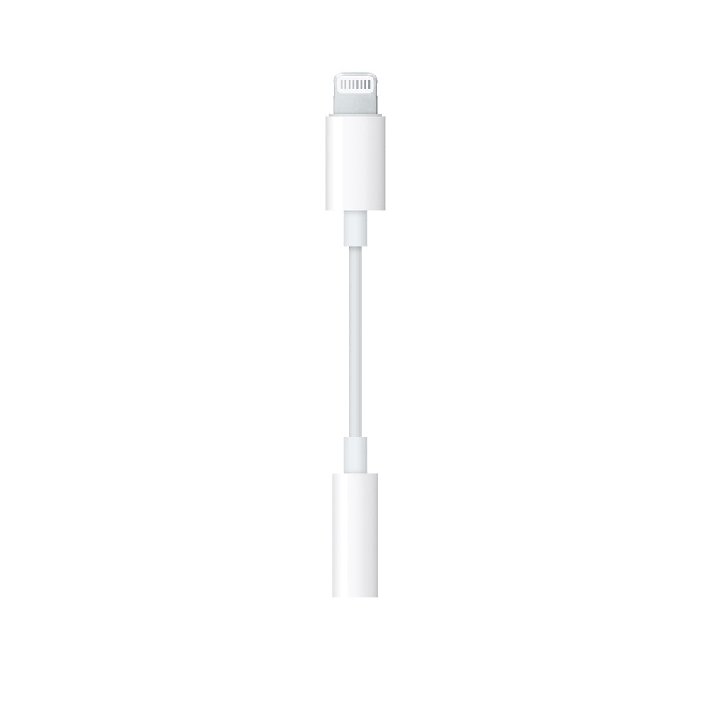 محول Apple Lightning إلى منفذ سماعات 3.5 مم باللون الأبيض