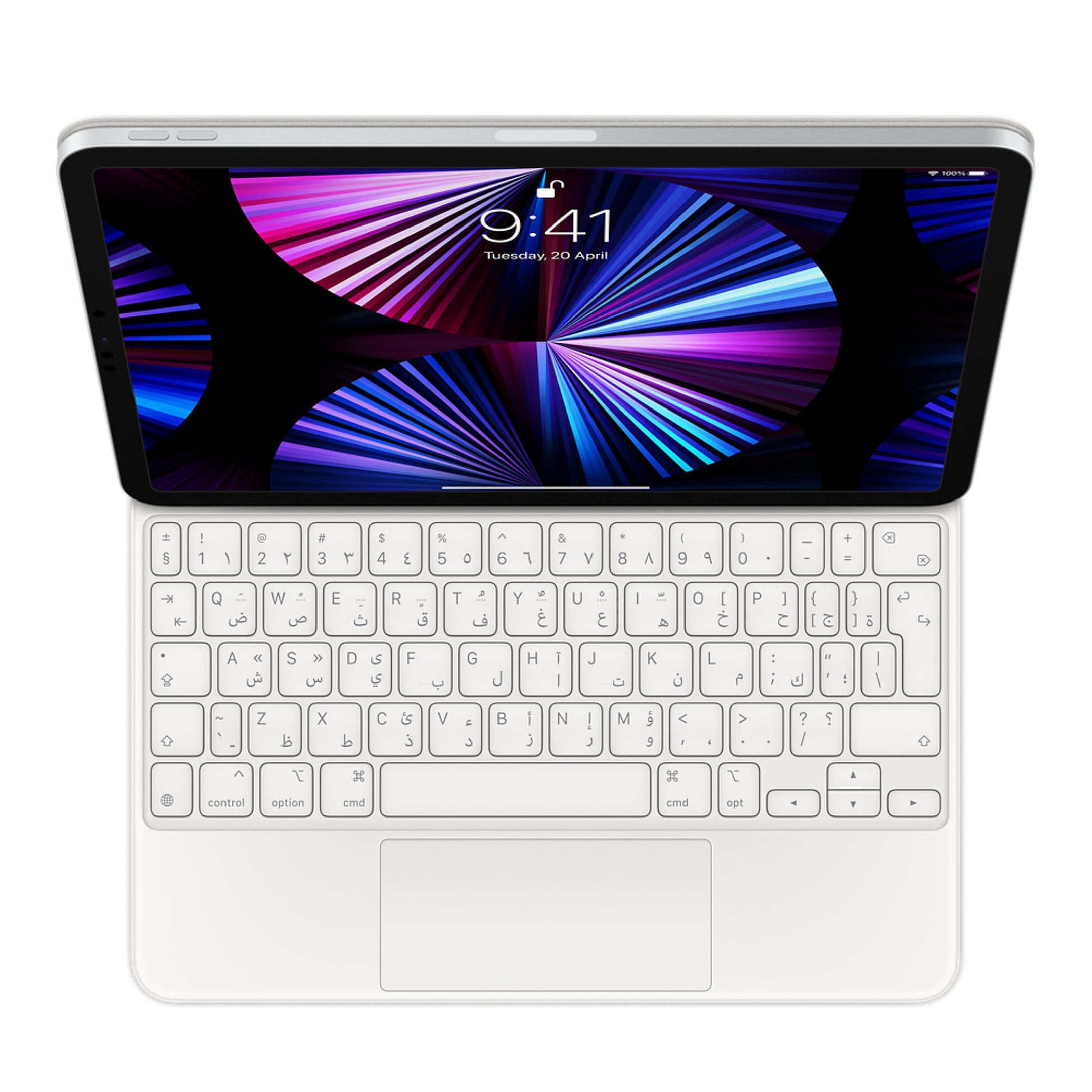 Apple Magic Keyboard عربي لـ iPad Pro 11 إنش على خلفية بيضاء