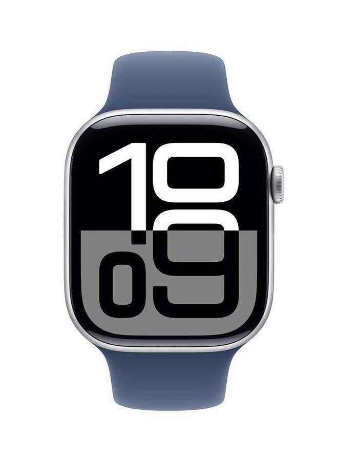 Apple Watch Series 10 GPS Silver Aluminium مع Denim Sport Band