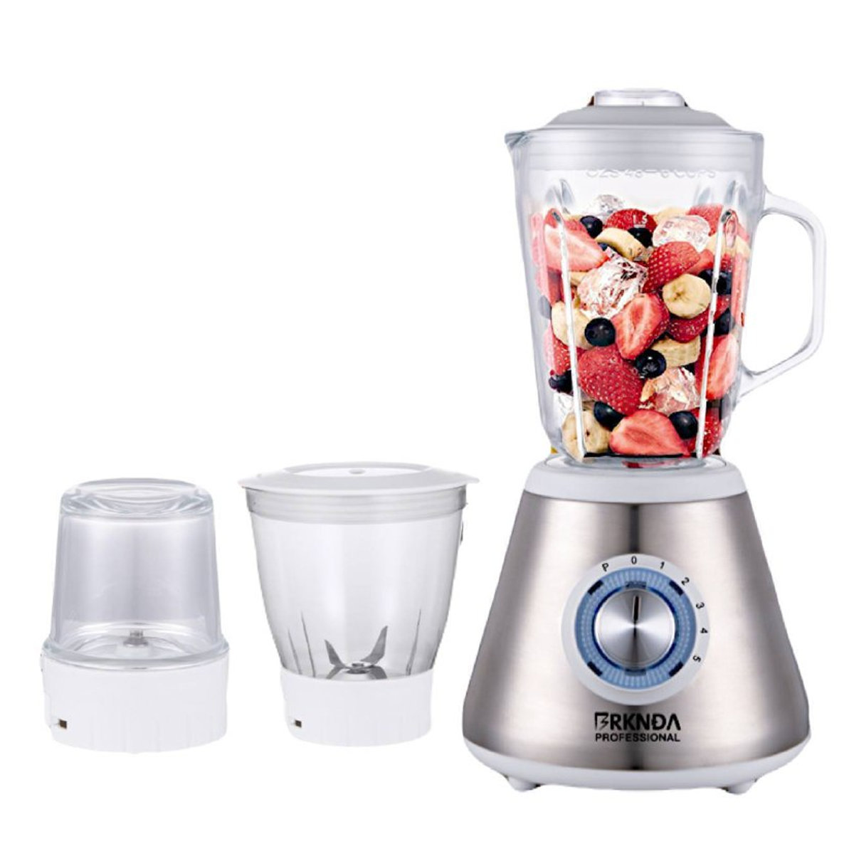 خلاط زجاجي 3 بـ 1 من الستانلس ستيل بـ 5 سرعات مختلفة ماركة B National خلاط زجاجي 3 بـ 1 من الستانلس ستيل بـ 5 سرعات مختلفة ماركة B National