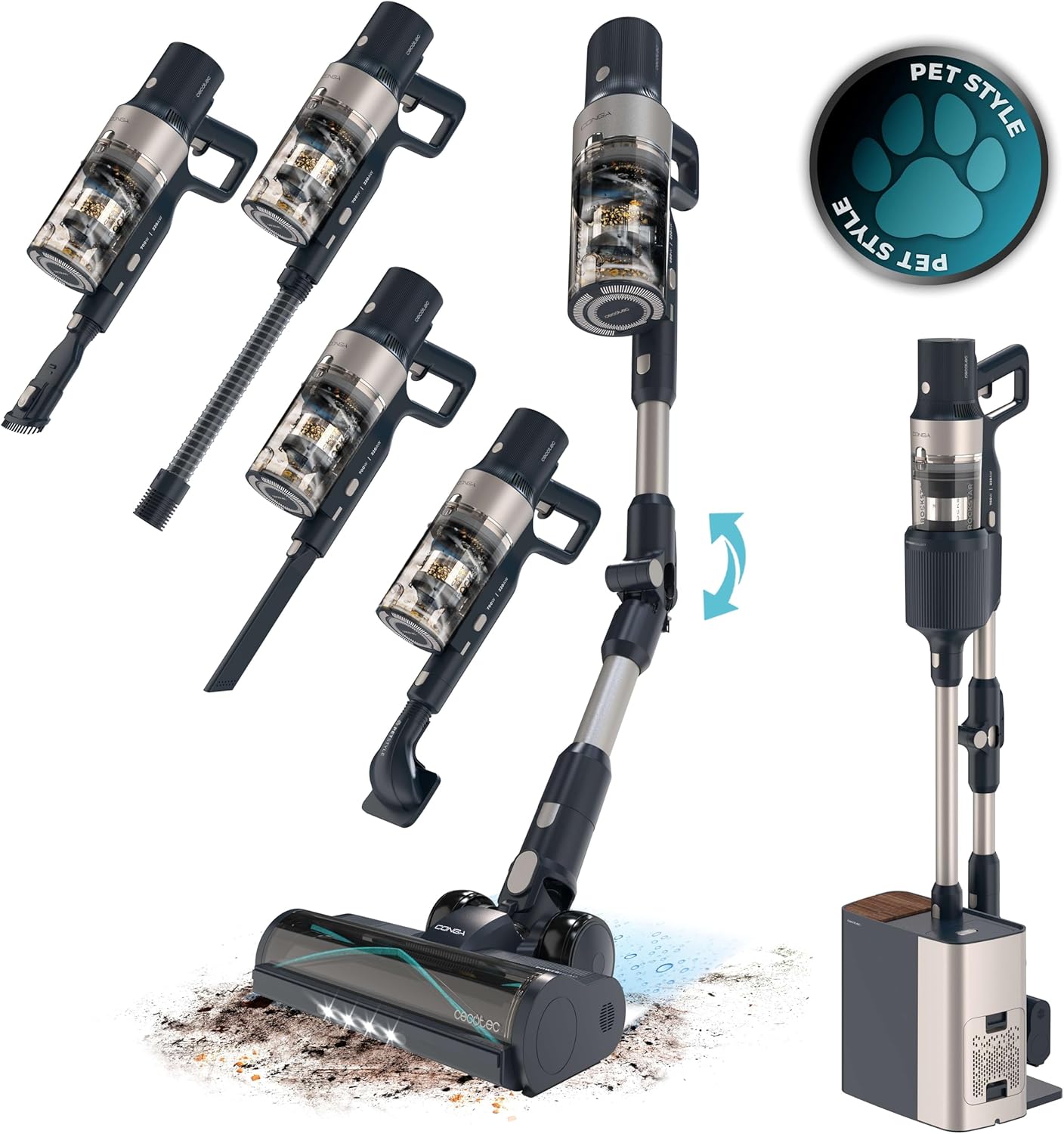 مكنسة Cecotec Conga Rockstar 5500 لاسلكية مع قاعدة تفريغ ذاتي