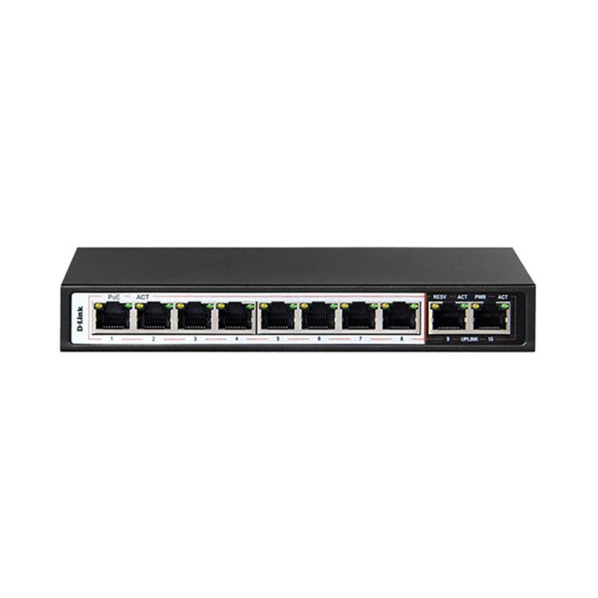 سويتش شبكة من D-Link موديل DES-F1010P-E/B – 10-Port، PoE