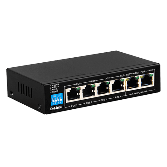سويتش شبكة من D-Link موديل DGS-F1006P-E – 6-Port، PoE