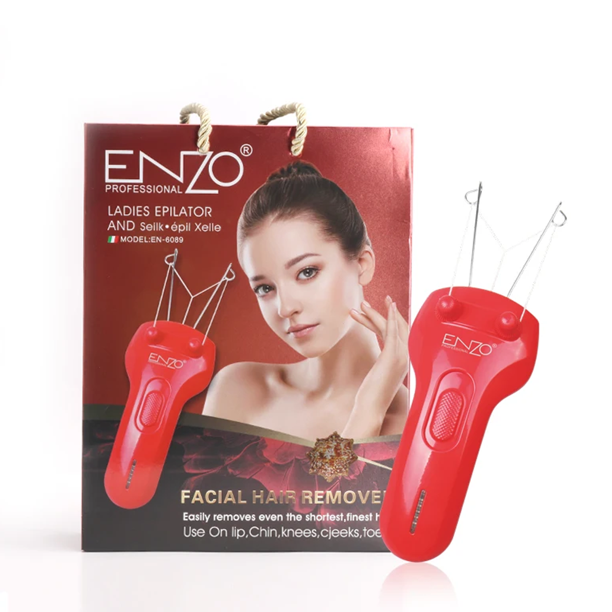 ماكينة خيط لإزالة شعر الوجه من جذوره بخيوط قطنية ماركة ENZO ماكينة خيط لإزالة شعر الوجه من جذوره بخيوط قطنية ماركة ENZO