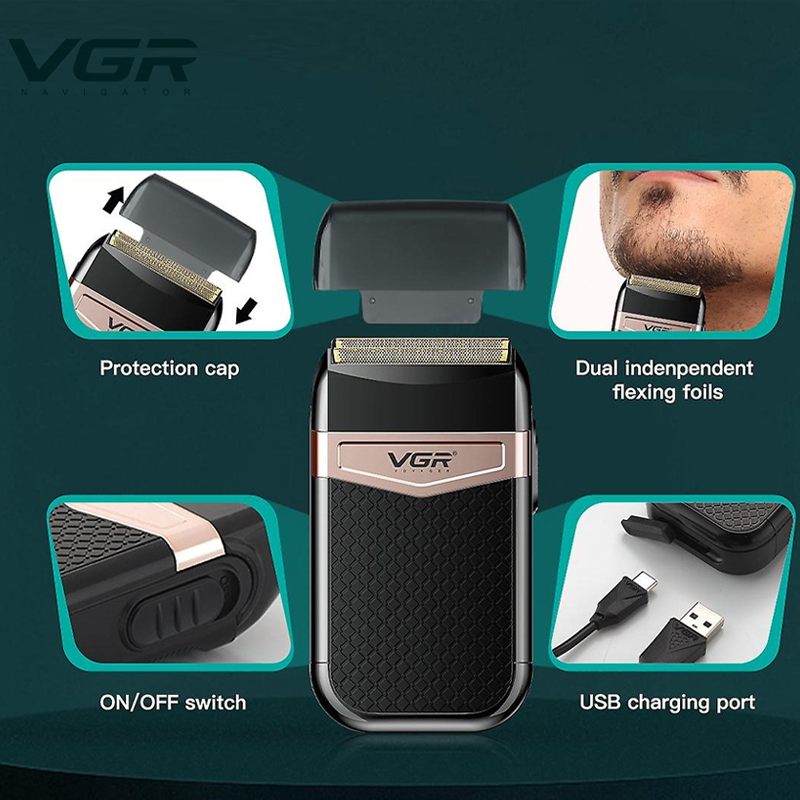 ماكينة حلاقة فاخرة من VGR لحلاقة الذقن والأماكن الحساسة - V-331