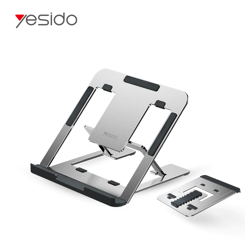 قاعدة ستاند لابتوب معدنية متعددة المستويات و قابلة للطي من YESIDO قاعدة ستاند لابتوب معدنية متعددة المستويات و قابلة للطي من YESIDO