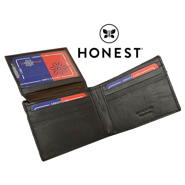 محفظة رجالية من الجلد الطبيعي ماركة HONEST
