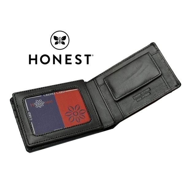 محفظة جلد رجالية مع جيبة للنقود المعدنية ماركة HONEST