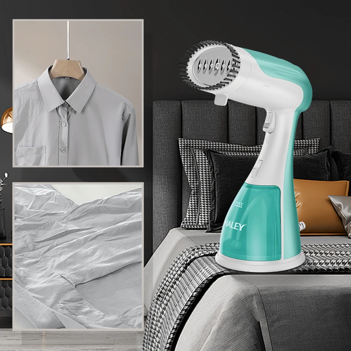 مكوى بخار محمول بقوة 1500 واط مناسب لجميع انواع الاقمشة ماركة Haley مكوى بخار محمول بقوة 1500 واط مناسب لجميع انواع الاقمشة ماركة Haley