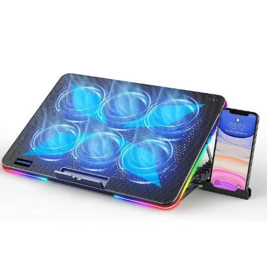 قاعدة تبريد لابتوب من HAING X8 12" to 17" RGB 6 Fan للألعاب قاعدة تبريد موديل COOLER-X8 - صورة 1