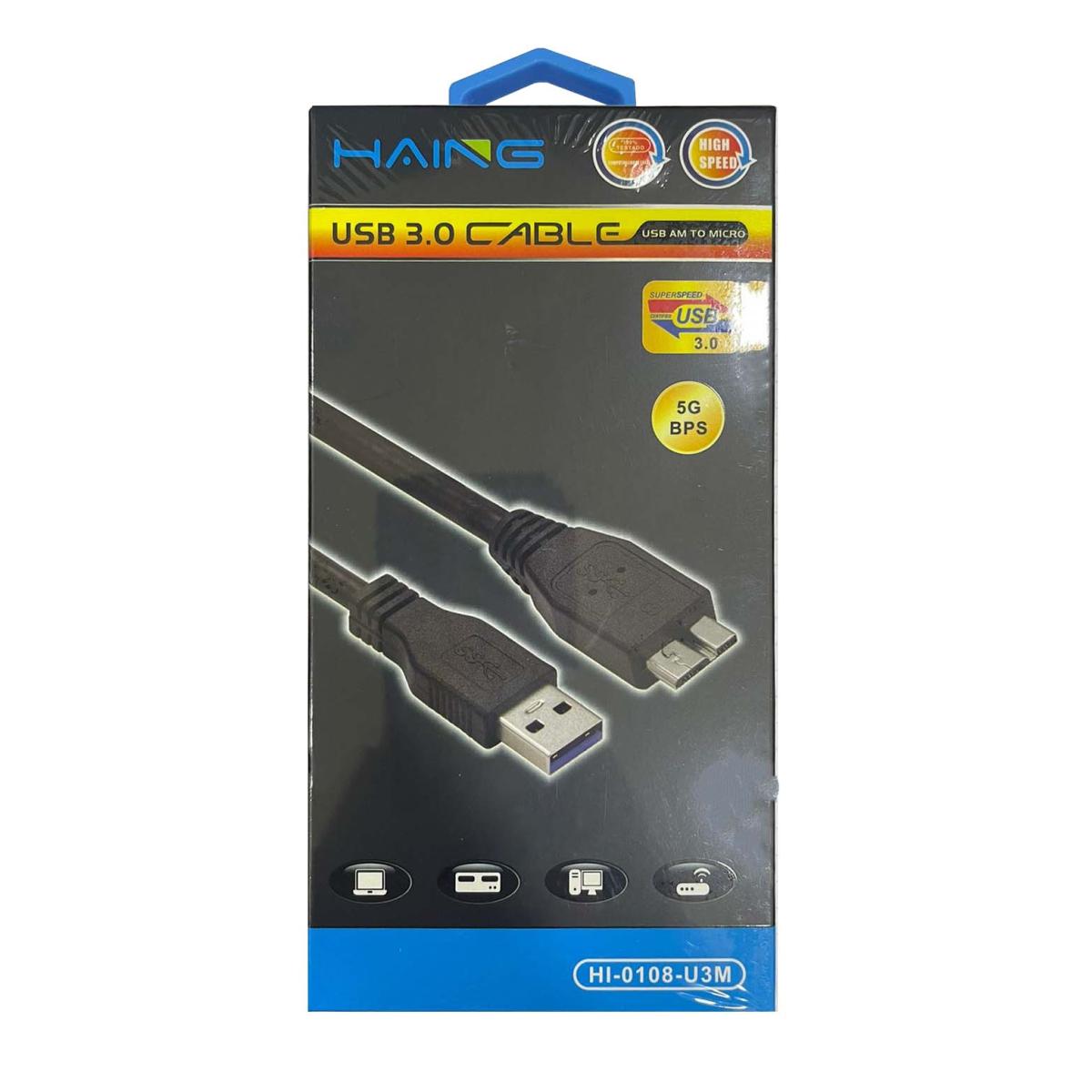 كيبل من HAING HI-0108-U3M USB 3.0 AM to Micro Cable - 1M - صورة 1