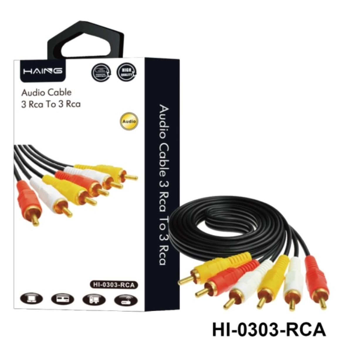 كيبل من HAING HI-0303-RCA 3 RCA Male to 3 RCA Male كيبل صوت – 3M موديل HI-0303-RCA-3M - صورة 1