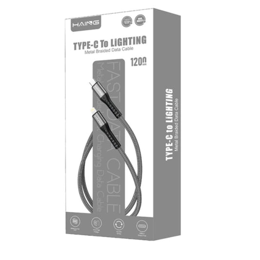 كيبل من HAING HI041CL Type-C to Lightning 20W Metal Braided كيبل بيانات 1.2M موديل HI-041CL-1.2m - صورة 2