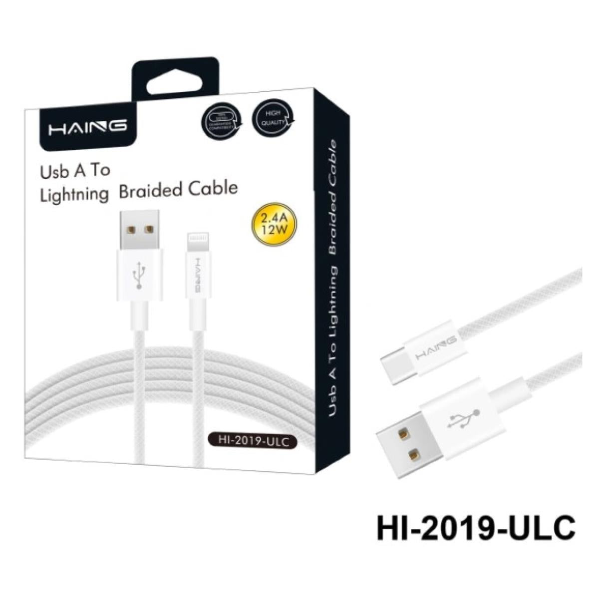 كيبل من HAING HI-2019-ULC USB A to Lightning Braided Cable 1.2M 12W - صورة 1