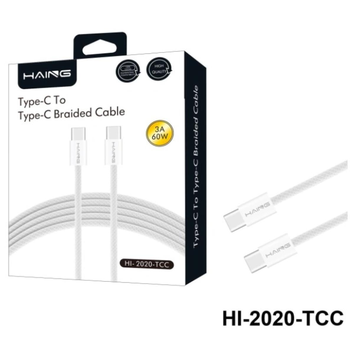 كيبل من HAING HI-2020-TCC Type-C to Type-C Braided Cable 60W 1.2M - صورة 1