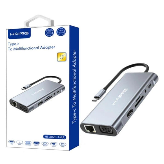 موزع Type-C من HAING موديل HI-3023-TMA بـ11 منفذ وHDMI 4K وشحن 87W - صورة 2
