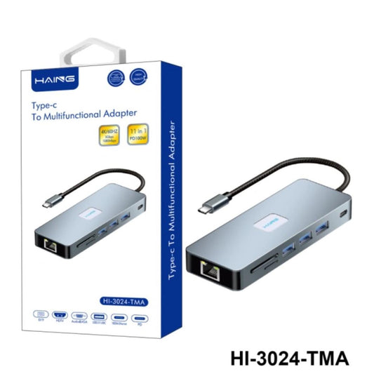 موزع Type-C من HAING موديل HI-3024-TMA بـ11 منفذ وHDMI 4K وPD 100W - صورة 2