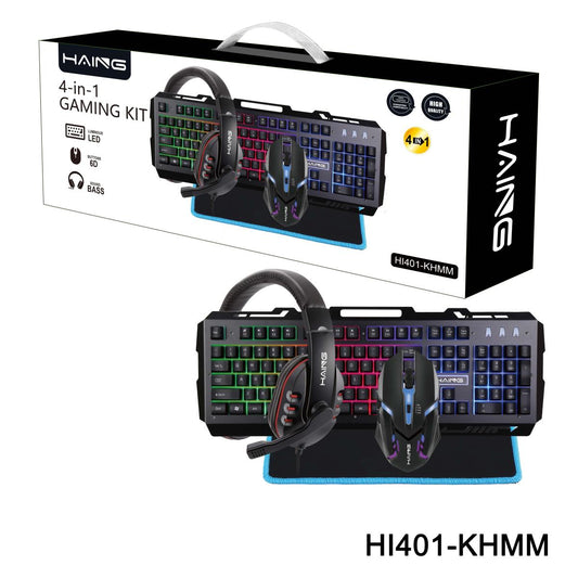 ماوس ألعاب من HAING 4 in 1 للألعاب Kit ماوس, كيبورد, Headset & Mic موديل HI-401-KHMM - صورة 1