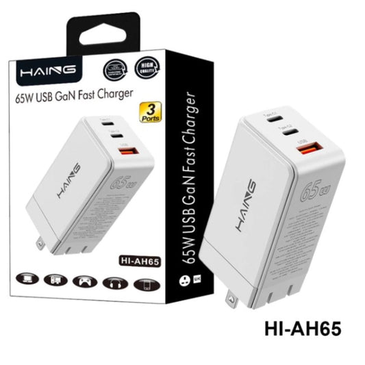 محول وموصل من HAING AH65 65W PD 3.0 GaN Charger with 3 Ports & Foldable محول موديل HI-AH65 - صورة 2