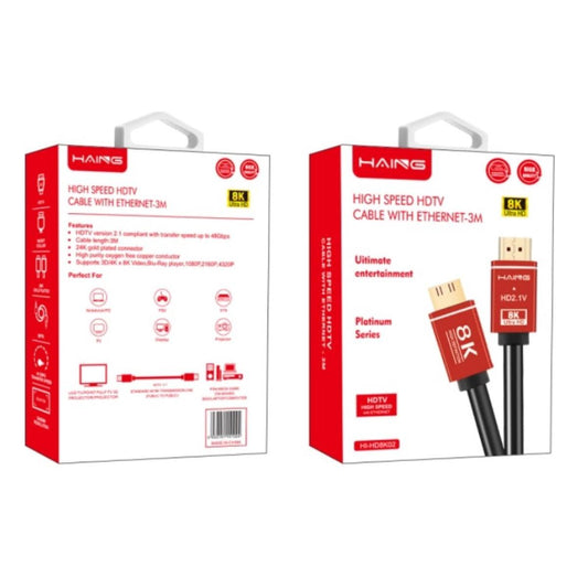 تصميم كيبل HAING HI-HD8K02 HDMI 2.1 بطول 3 متر