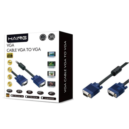 كيبل من HAING HD15 1080P VGA Cable 15-Pin Male to Male – 15M موديل HI-VGA-0015 - صورة 1