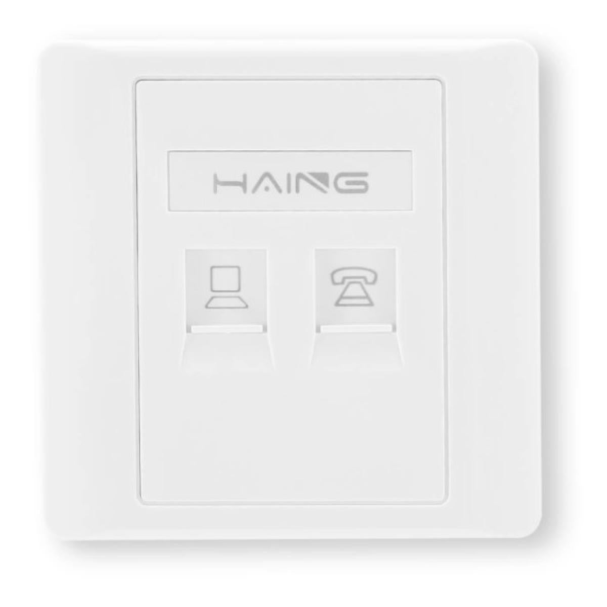 واجهة شبكة من HAING HI-WP01 RJ45 Dual Port Faceplate 8.6x8.6cm with PP BAG - صورة 1