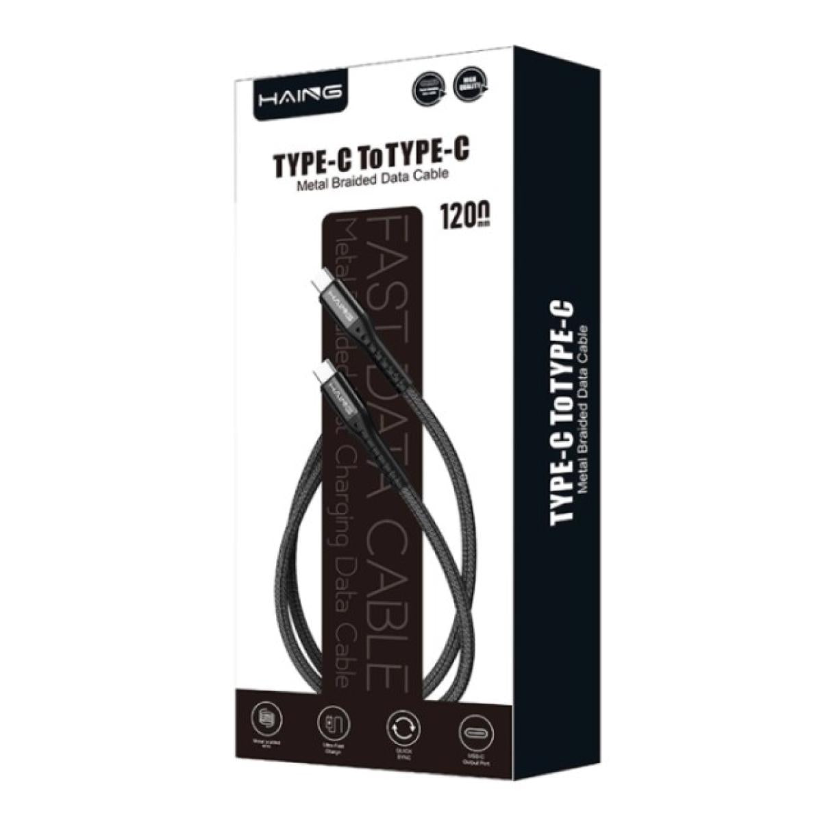 كيبل من HAING HI042CC Type-C to Type-C 20W Metal Braided كيبل بيانات 1.2M موديل HI042CC-1.2m - صورة 2