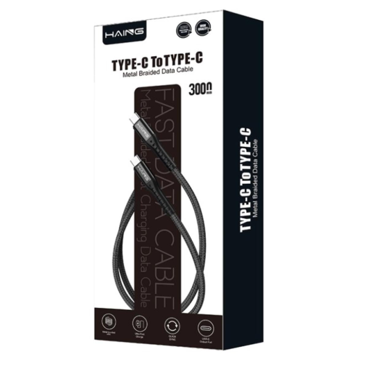 كيبل من HAING HI042CC Type-C to Type-C 20W Metal Braided كيبل بيانات 3M موديل HI042CC-3m - صورة 1