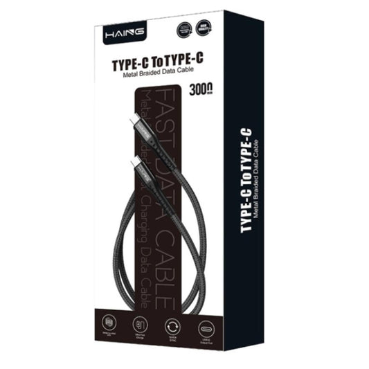 كيبل من HAING HI042CC Type-C to Type-C 20W Metal Braided كيبل بيانات 3M موديل HI042CC-3m - صورة 1