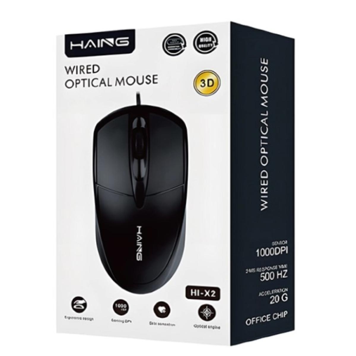 ماوس سلكي بصري من HAING موديل HI-X2 بتوصيل USB وتصميم مريح - صورة 1