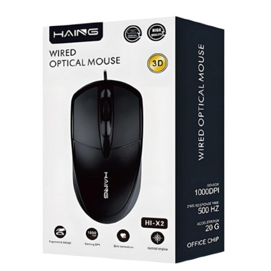 ماوس سلكي بصري من HAING موديل HI-X2 بتوصيل USB وتصميم مريح - صورة 1