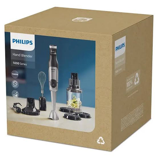 هاند بلندر بقوة 1200 واط مع مفرمة وخفاقة وكوب 500 مل بشفرات ستانلس ستيل ماركة Philips