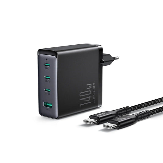 كابل شحن JOYROOM Joyroom GaN Ultra 140W Fast Charger with 240W C to C Cable - Black | أداء موثوق وتصميم عملي
