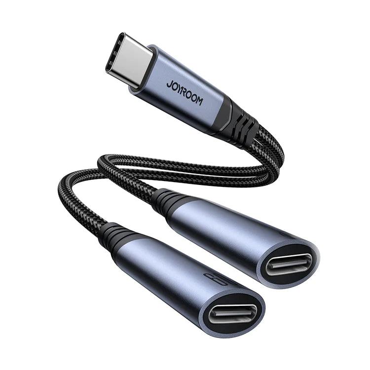 كابل شحن JOYROOM Joyroom 2 in 1 Audio Adapter Type C to Dual Type C - Black | أداء موثوق وتصميم عملي