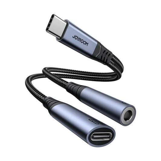 كابل شحن JOYROOM Joyroom 2 in 1 Audio Adapter Type C to 3.5mm & Type C - Black | أداء موثوق وتصميم عملي