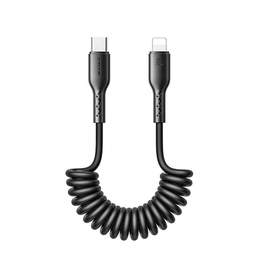 كابل شحن JOYROOM Joyroom 30W 60W Coiled Fast Charging Data Cable for Car 1.5m - Black | أداء موثوق وتصميم عملي