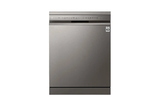 جلاية LG QuadWash سعة 14 طقم مع EasyRack Plus بمحرك Inverter Direct Drive باللون الفضي البلاتيني